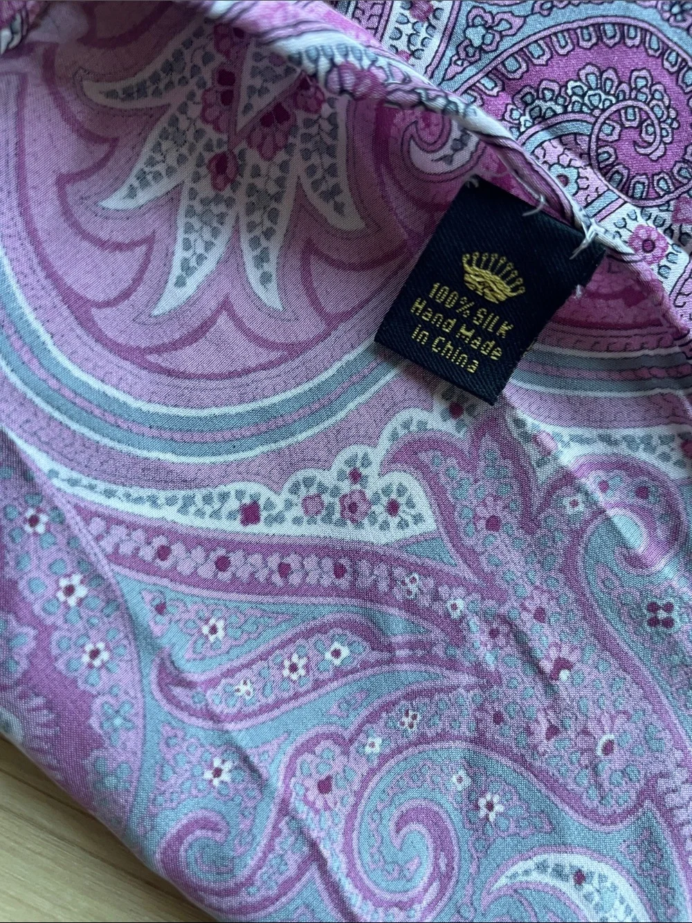 Silk Paisley Square Scarf in Pink and Purple